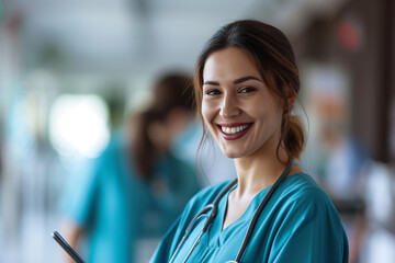 Healthcare professionals utilize digital technology, such as tablets and onplatforms, to analyze medical data, conduct research, provide internet based consultations, and offer wellness services, whil