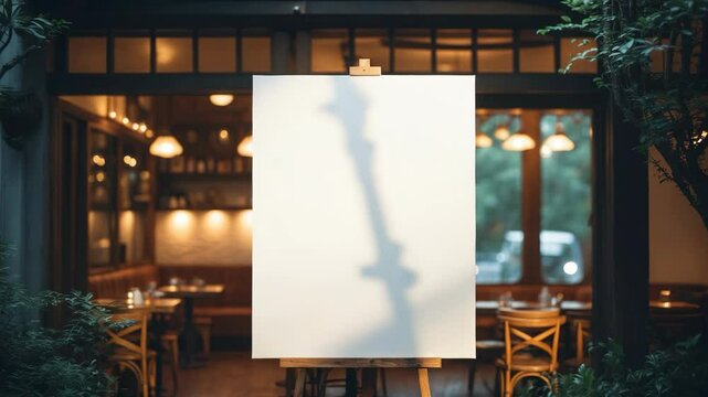 Mockup of a white paper poster displayed outside. Business and marketing idea.