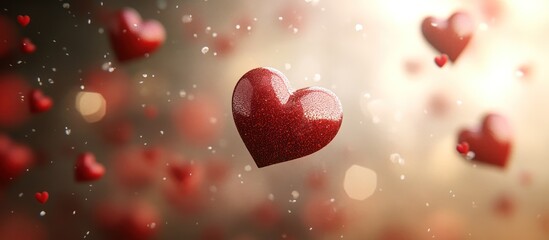 Floating hearts, warm bokeh background, love, Valentine's day, romantic, Use Stock photo