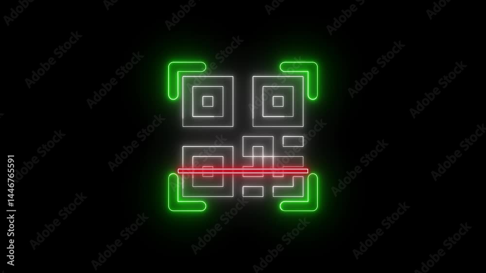 Poster glowing qr code scan animation modern technology digital data transfer