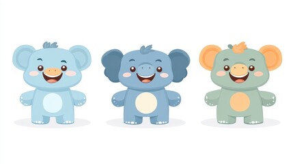 Pixelated Pals Delight Cute Koala Characters in Playful Row Whimsical Vector Illustration Adorable Animated Figures for Children and Design Projects