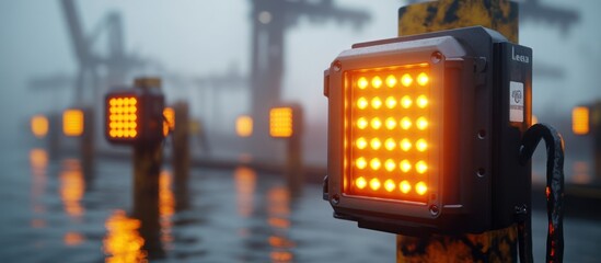 Fototapeta premium Industrial LED Warning Light at Dock