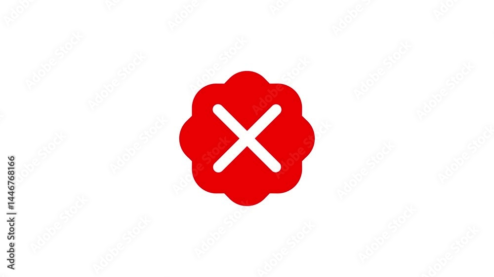 Poster red delete icon animation on white background symbolizing error removal cancellation