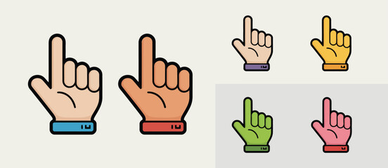 Colorful Cartoon Hands Pointing Upwards Simple Icons