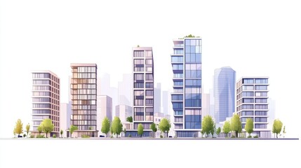 Obraz premium Modern city skyline with high-rise buildings