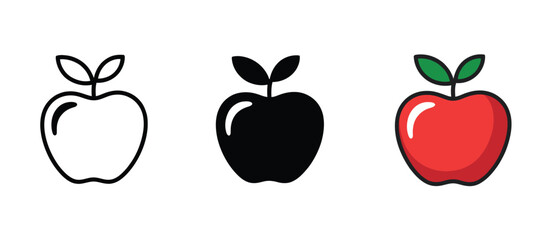 Apple Icon Set Line Art, Silhouette, and Color