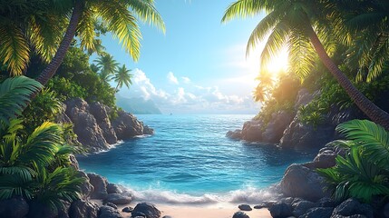 Tropical paradise with turquoise water views