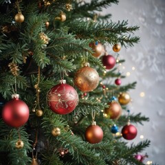 Fototapeta premium christmas tree decoration, christmas tree decorations, christmas tree with balls