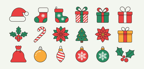Christmas Icons Collection Festive Holiday Symbols