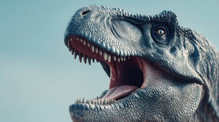 Dinosaur roaring with open mouth, clean setting