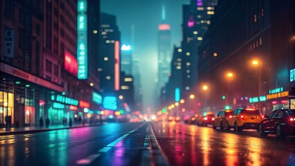 Abstract city lights blurred at night