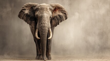 Fototapeta premium Elephant standing still with clean backdrop