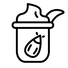 Almond Yogurt Cup Vector Line Icon Design