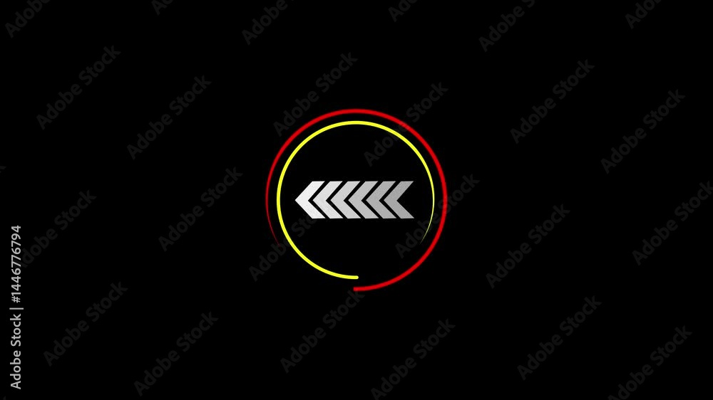 Poster arrows circle graphic animation on black background. arrow loop animation guides with smooth movemen