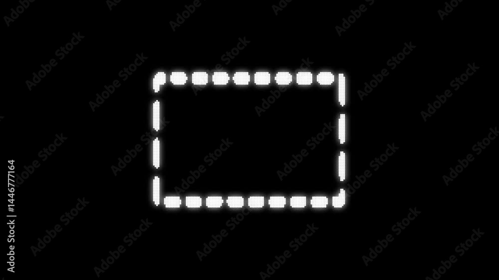 Poster dotted rectangle outline animation on black background. dotted rectangle outline animates with a loa