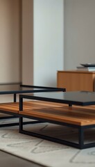 living room with a coffee table and a chair