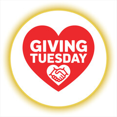 Giving Tuesday Heart Logo VectorlGiving Tuesday Charity Badge DesignllGiving Tuesday Donation Campaign GraphicGiving Tuesday Symbol with Heart and HandslGiving Tuesday Awareness Icon Design