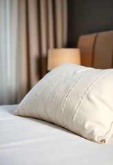 close up of a pillow on a bed