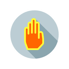 Design Illustration graphic of stop hand sign icon with flat style. Suitable for UI, mobile design, web design, etc.