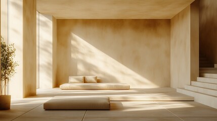 Cozy Living Room Featuring Plush Couch Vibrant Green Plant Inviting Atmosphere for Relaxation and Comfort