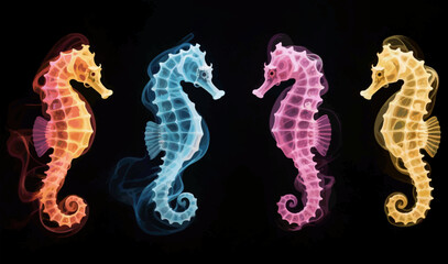 colorful seahorse illustration © yayan