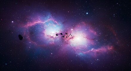 Obraz premium Exploring the vibrant colors of a cosmic nebula in a distant galaxy filled with stars and celestial objects Generative AI