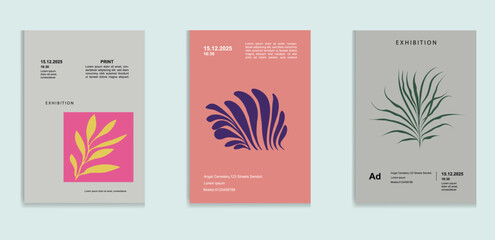 Bold and minimal leaf-themed poster series with modern typographic elements. Ideal for contemporary design lovers, art events, and creative visual projects.