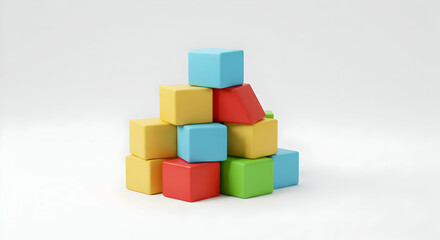 Obraz premium Colorful toy blocks stacked in pyramid
