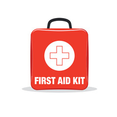 Obraz premium A red first aid kit with a white cross.