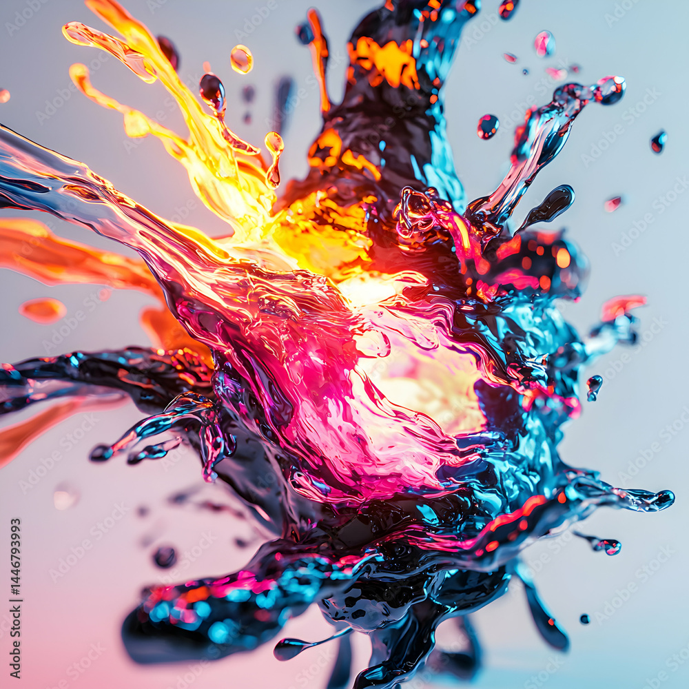 Poster this image is of an abstract colorful liquid splash. it could be used as a modern design element in 