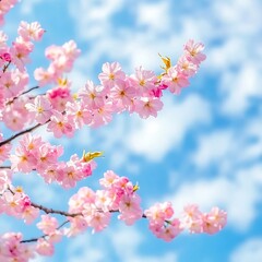 Obraz premium Cherry blossoms on blue sky background.