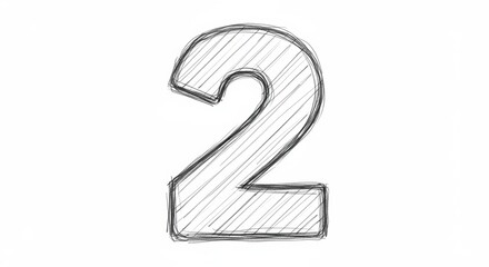 Hand-Drawn Number Two: Sketchy Numeric Illustration