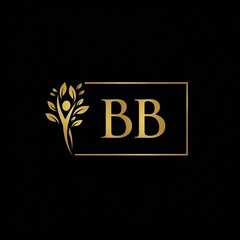 "BB Luxury Nature Logo – Elegant Botanical Brand Identity in Gold"