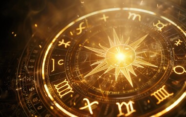 Golden Futuristic Tech, Clock Concept with Time Machine Elements, Rotating Clock Hands, Abstract Technology and Time Machine in Gold, Time Innovation, Golden Abstract Background with Futuristic Clock
