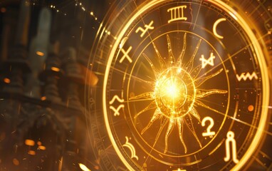 Golden Futuristic Tech, Clock Concept with Time Machine Elements, Rotating Clock Hands, Abstract Technology and Time Machine in Gold, Time Innovation, Golden Abstract Background with Futuristic Clock