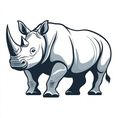 Fototapeta premium Grey Rhinoceros Illustration Vector Graphic