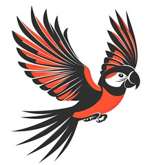 Obraz premium Red and Black Parrot in Flight Illustration