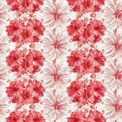 Seamless Pattern of Hibiscus Flowers for Wallpaper and Art Print