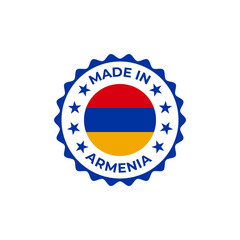 Made in Armenia transparent label with flag and badge design