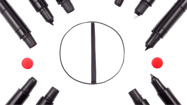 Black Markers And Red Dots Isolated Illustration Design Element