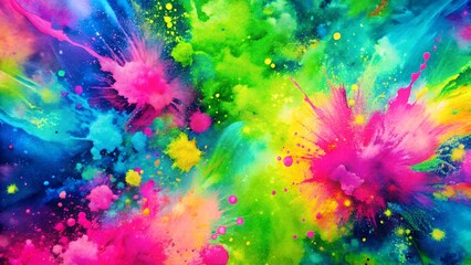 Neon Watercolor Energetic Abstract Composition