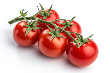 Free Macro Image of Red Campari Tomatoes on Vine &ndash; Isolated on White Background

