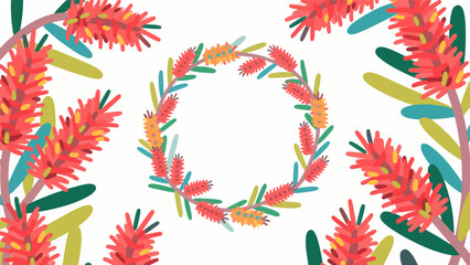 Obraz premium Red Thousand Layers pattern, flower vector pattern surrounds the border.
