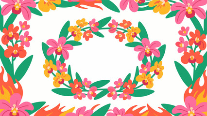 flame pattern, flower vector pattern surrounds the border.