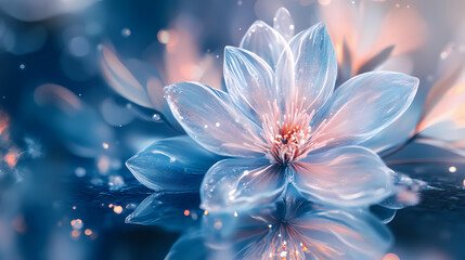 Fototapeta premium Abstract frosted flower with reflection. [Frozen Time] | Clock Bloom | frosted flower. Illustration