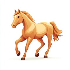 Obraz premium Light Brown Horse Galloping on White Background