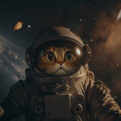 Cat Astronaut in Space