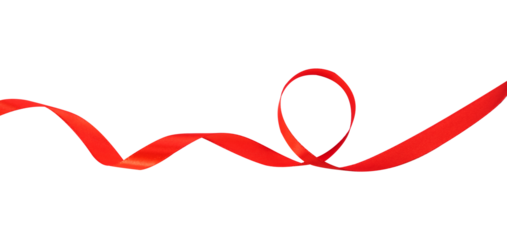 red curly ribbon on white background