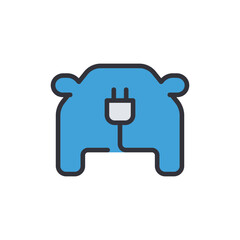 Electric car colored icons, minimalist vector illustration ,simple transparent graphic element .Isolated on white background