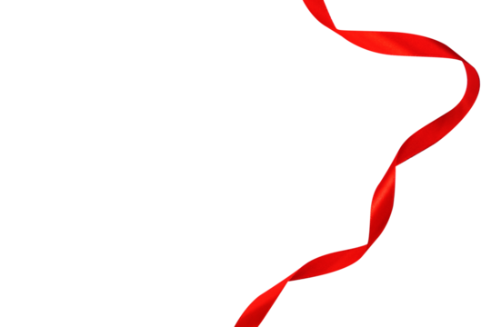 red ribbon border isolated on transparent background